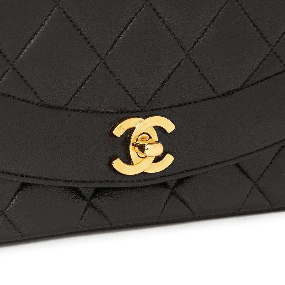 Chanel Black Quilted Lambskin Vintage Small Diana Classic Single Flap Bag  1