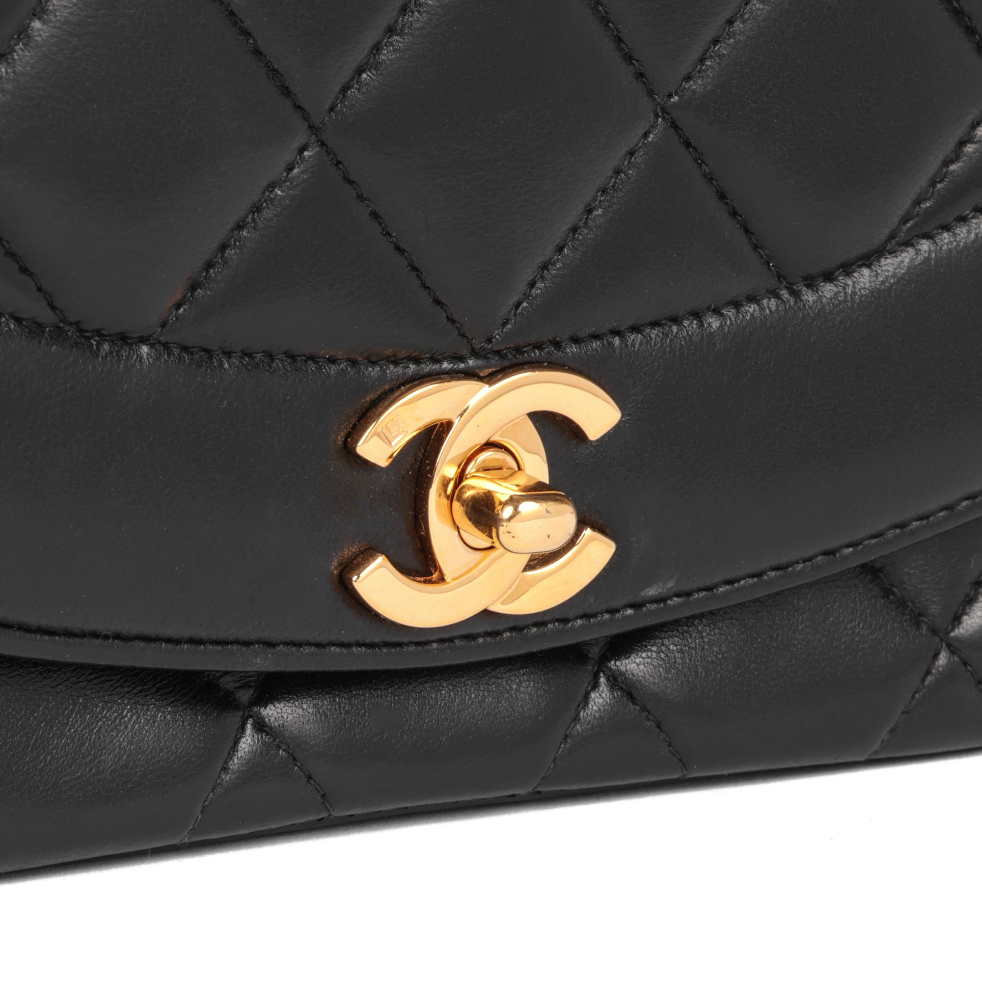Women's CHANEL Black Quilted Lambskin Vintage Small Diana Classic Single Flap Bag