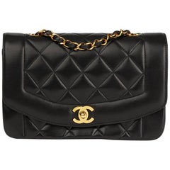 Chanel Black Quilted Lambskin Vintage Small Diana Classic Single Flap Bag