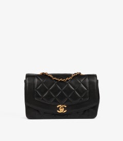 Chanel Black Quilted Lambskin Vintage Small Diana Classic Single Flap Bag
