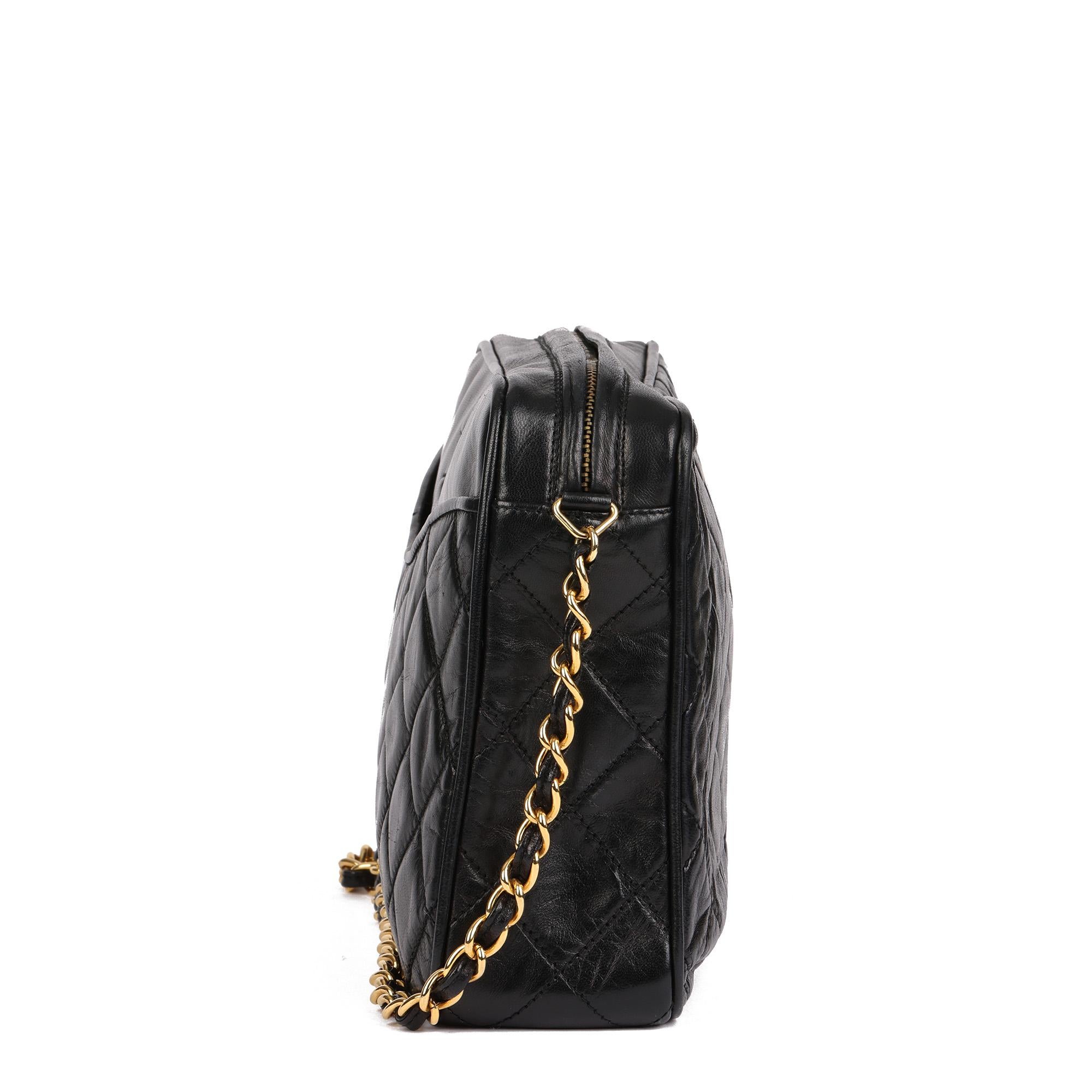Women's CHANEL Black Quilted Lambskin Vintage Small Fringe Timeless Camera Bag