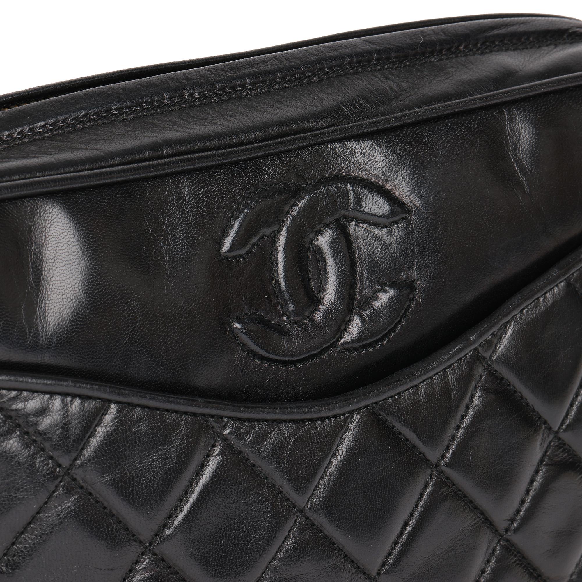 CHANEL Black Quilted Lambskin Vintage Small Fringe Timeless Camera Bag 3