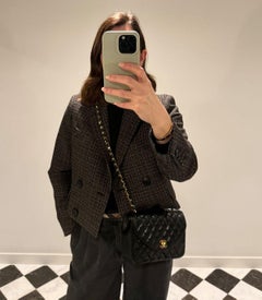 Chanel Black Quilted Lambskin Vintage Small Half Moon Classic Single Flap Bag