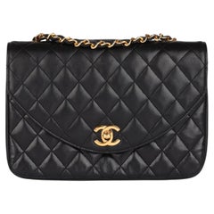 Chanel Black Quilted Lambskin Vintage Small Half Moon Classic Single Flap Bag