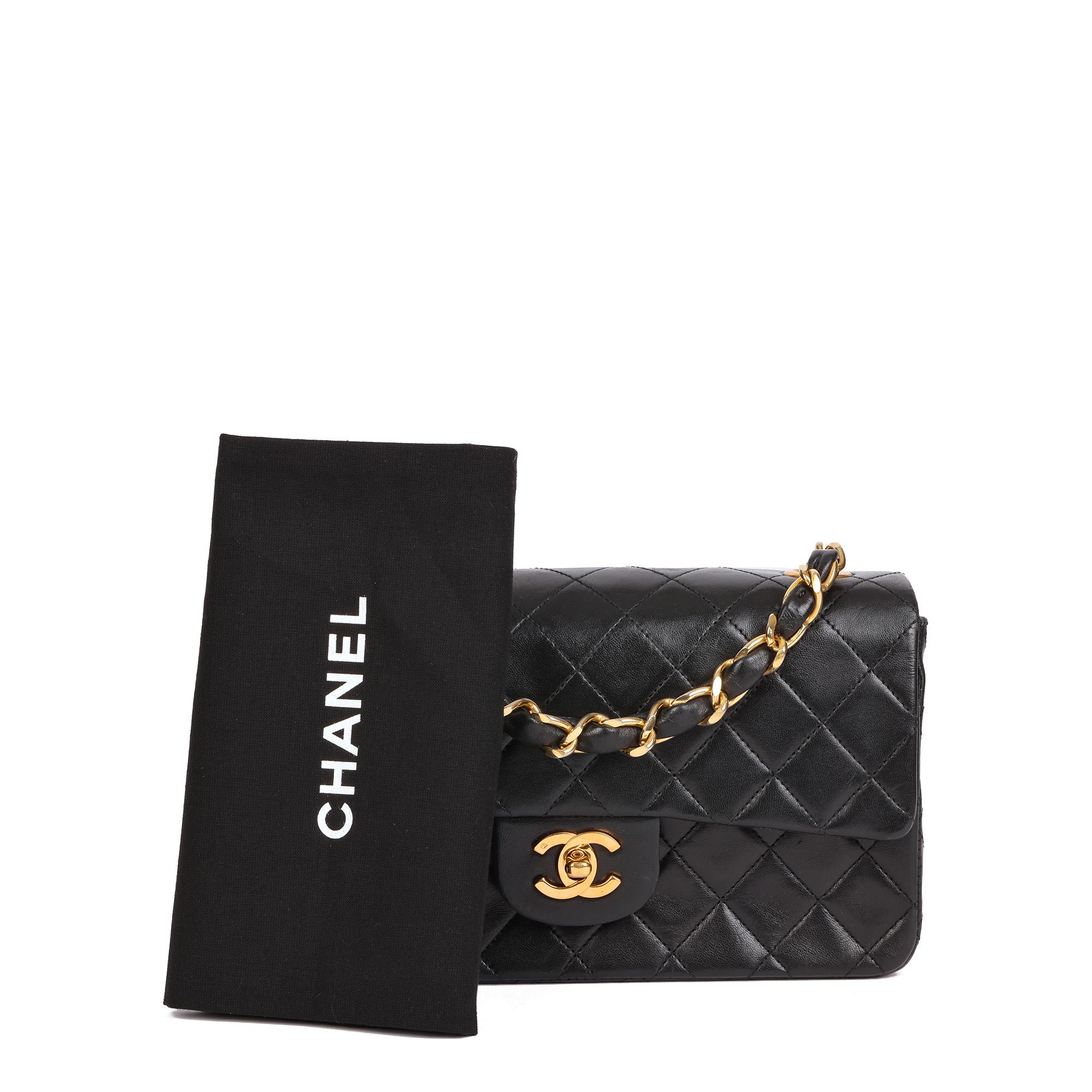 CHANEL Black Quilted Lambskin Vintage Small Top Handle Classic Single Flap Bag 8