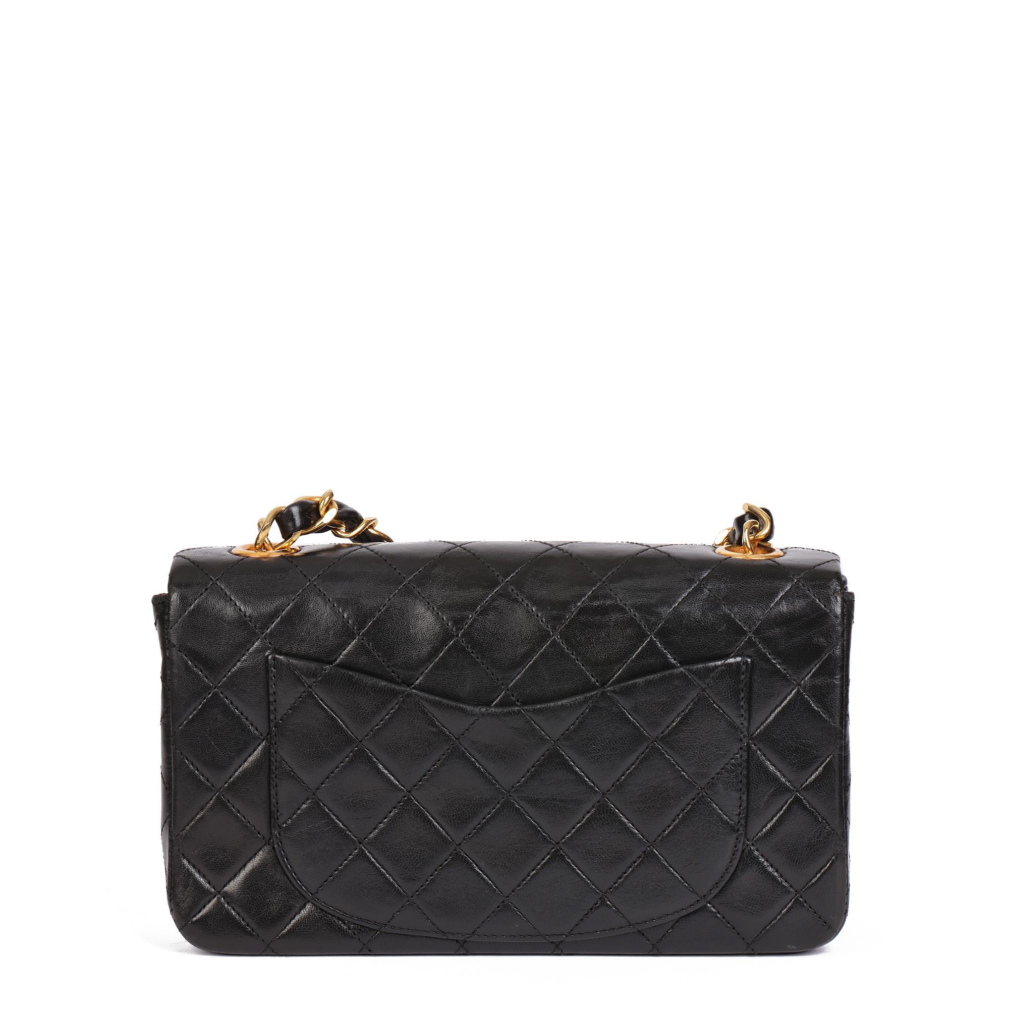 CHANEL Black Quilted Lambskin Vintage Small Top Handle Classic Single Flap Bag 1