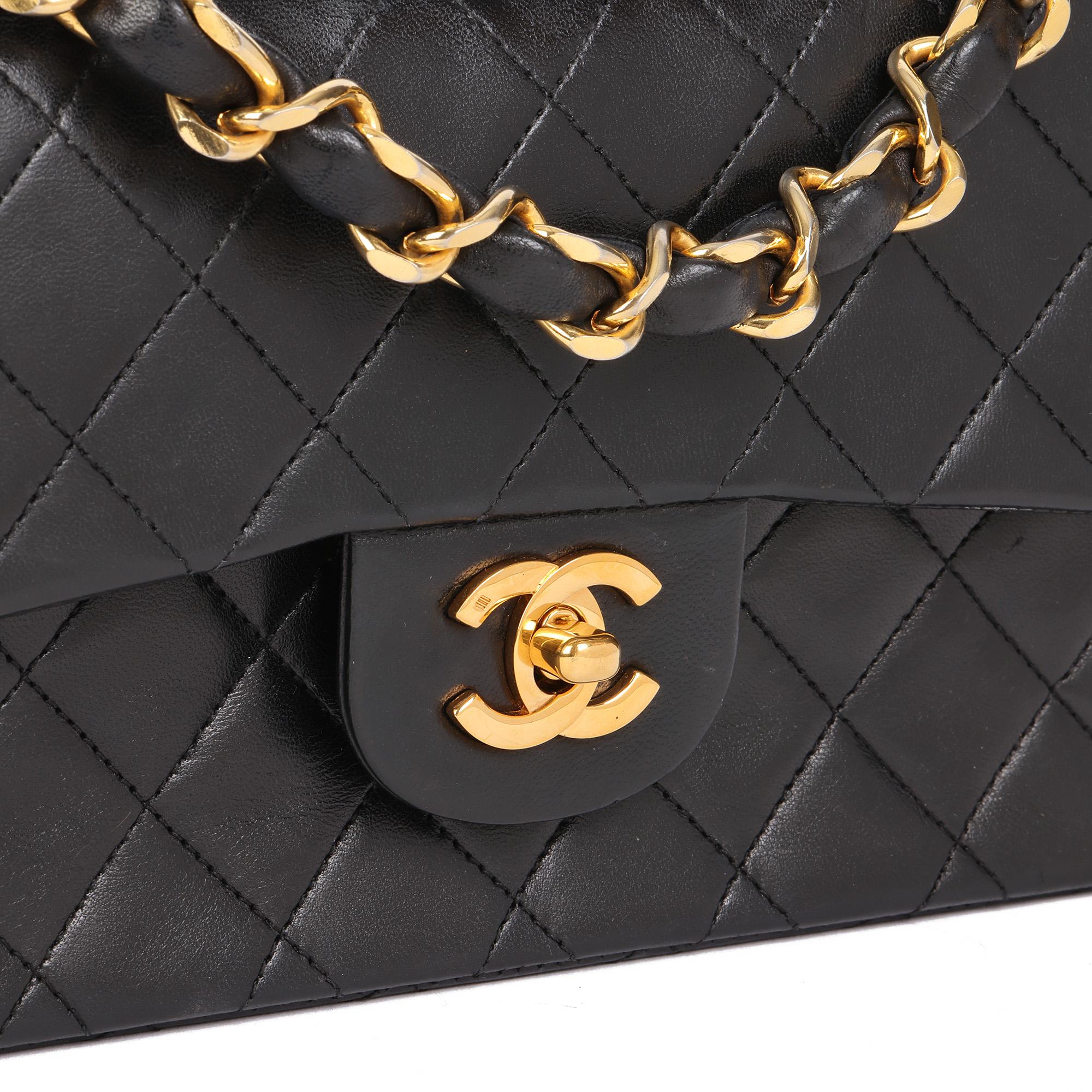 CHANEL Black Quilted Lambskin Vintage Small Top Handle Classic Single Flap Bag 3