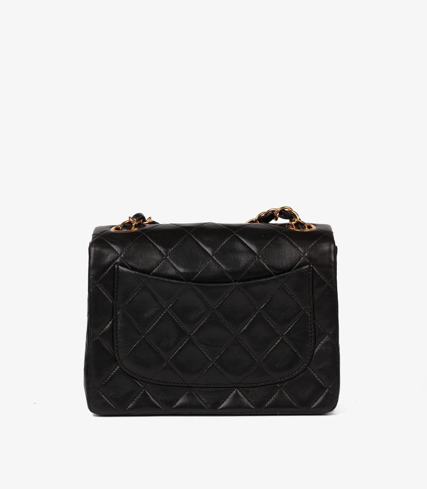 Chanel Black Quilted Lambskin Vintage Square Classic Mini Flap Bag In Excellent Condition In Bishop's Stortford, Hertfordshire