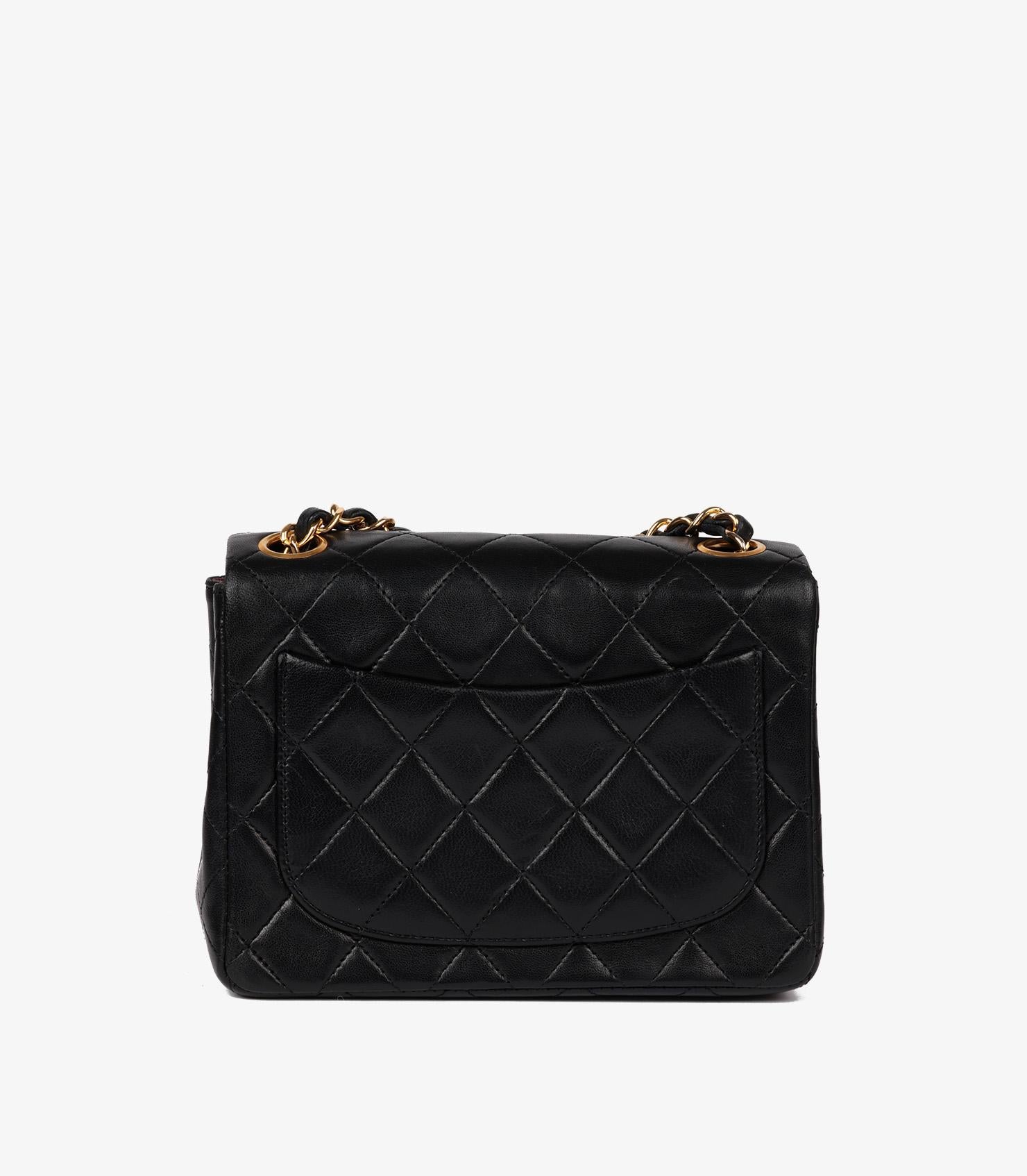 Chanel Black Quilted Lambskin Vintage Square Classic Mini Flap Bag For Sale 1