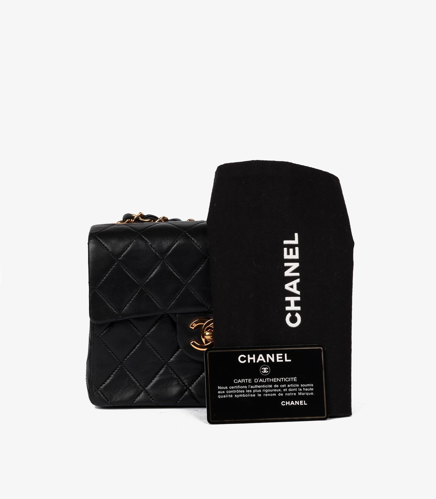 Chanel Schwarzes gestepptes Lammfell Vintage Square Classic Mini Flap Bag im Angebot 5