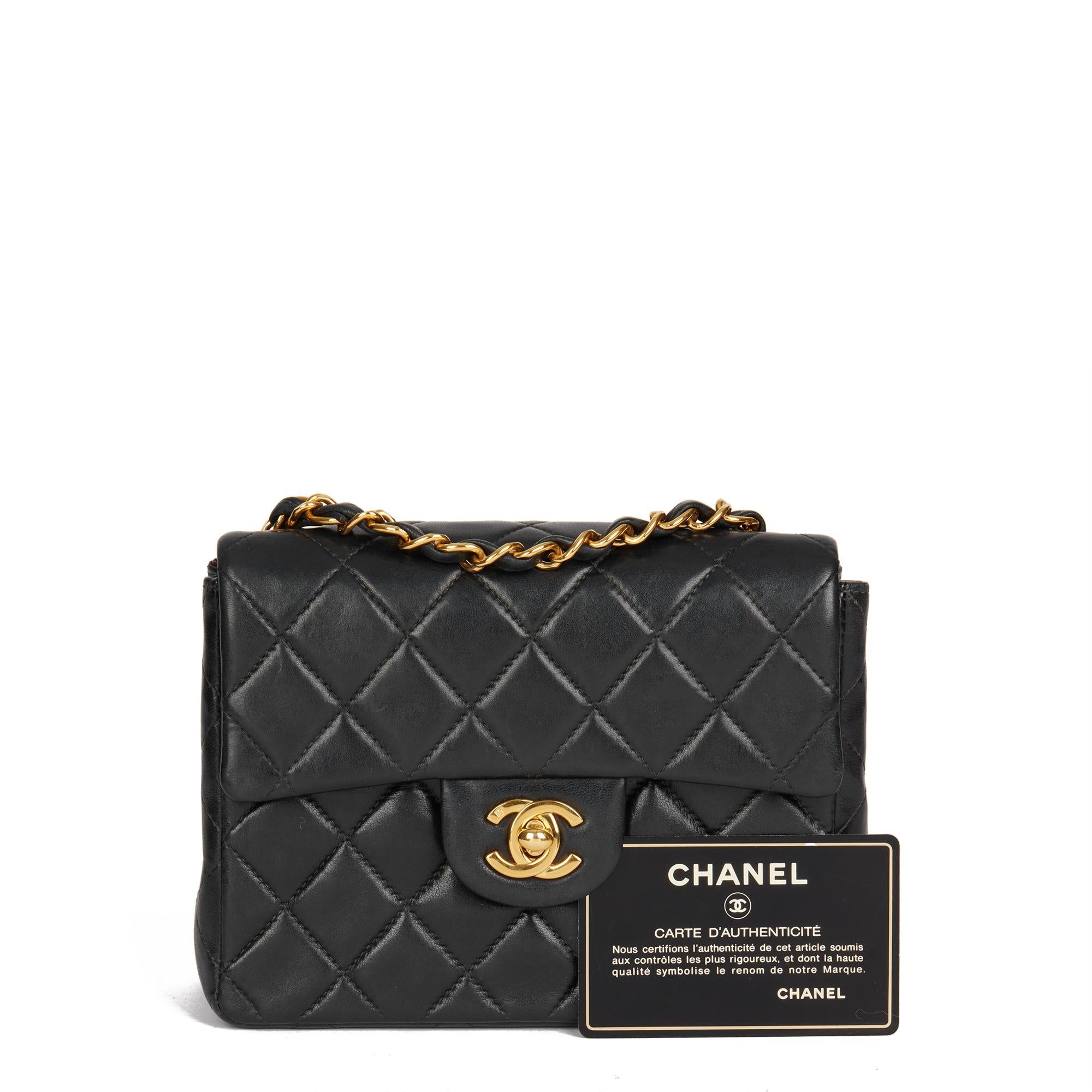 CHANEL Black Quilted Lambskin Vintage Square Mini Flap Bag 4