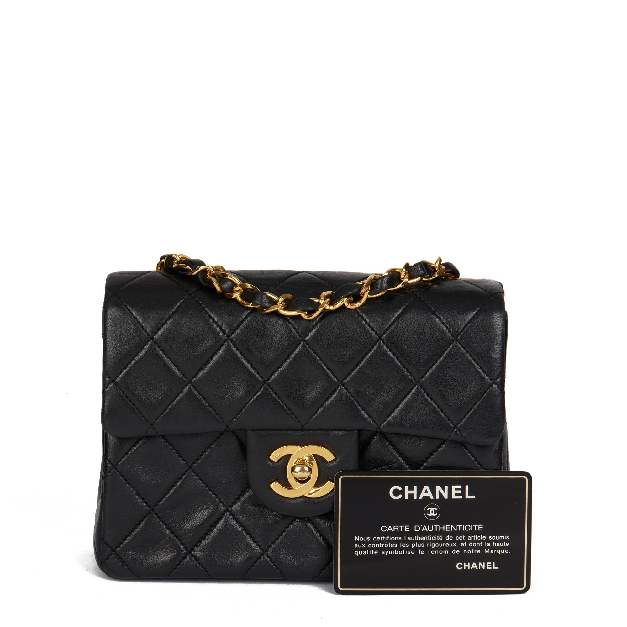 CHANEL Black Quilted Lambskin Vintage Square Mini Flap Bag 4