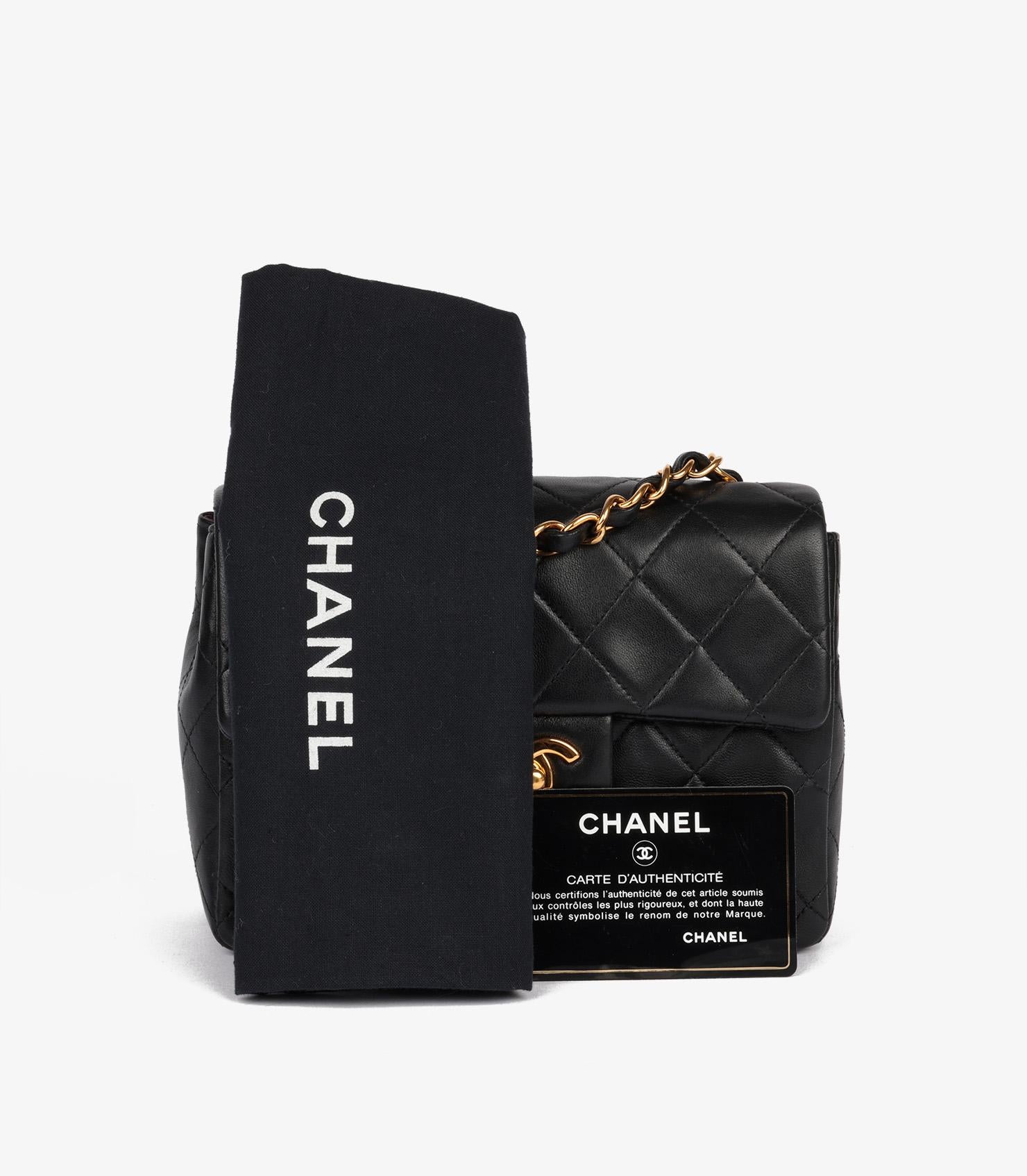 Chanel Black Quilted Lambskin Vintage Square Mini Flap Bag 7