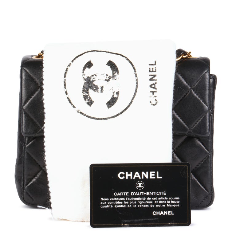 CHANEL Black Quilted Lambskin Vintage Square Mini Flap Bag at