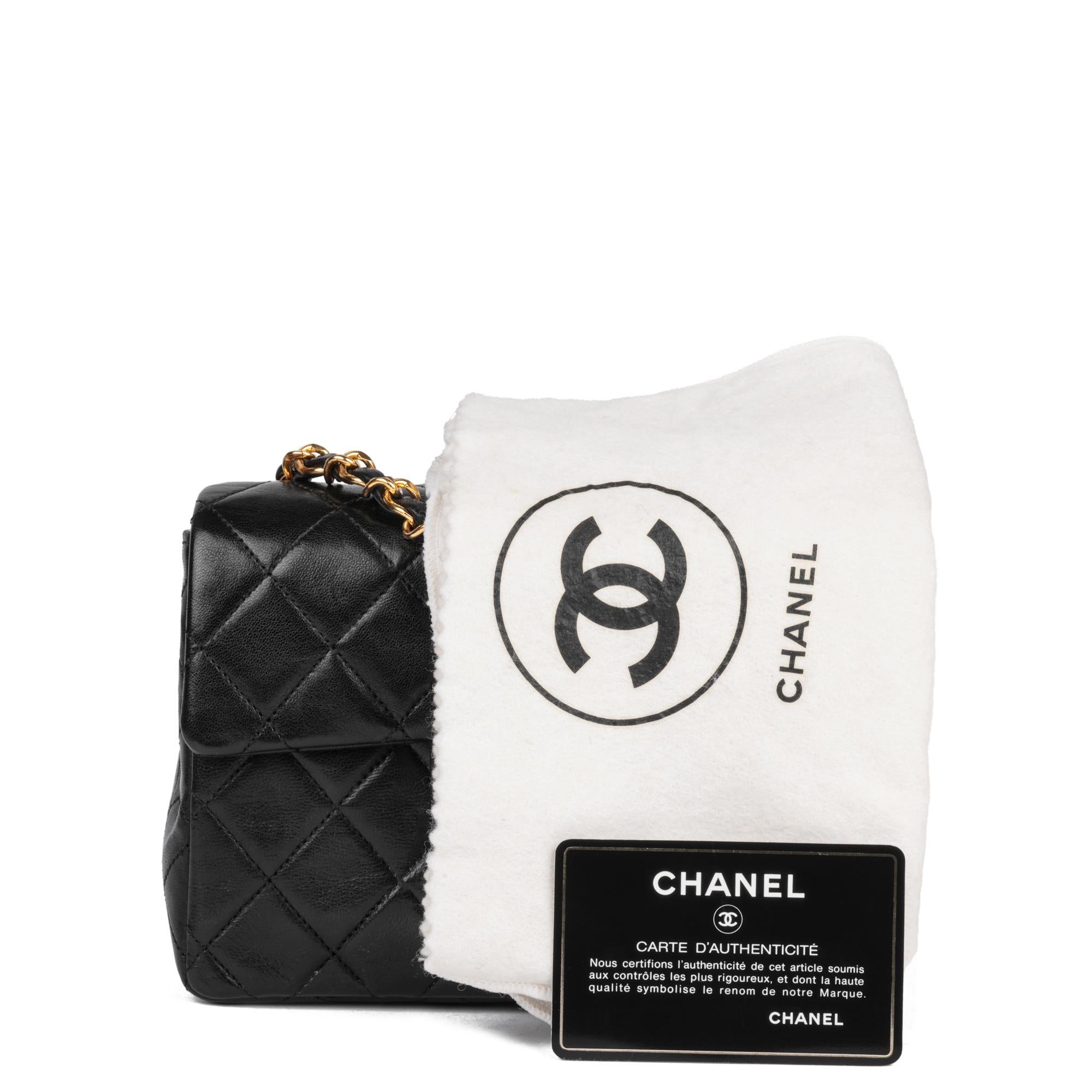 CHANEL Black Quilted Lambskin Vintage Square Mini Flap Bag 8
