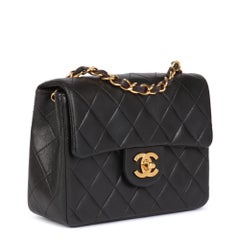 CHANEL Black Quilted Lambskin Vintage Square Mini Flap Bag