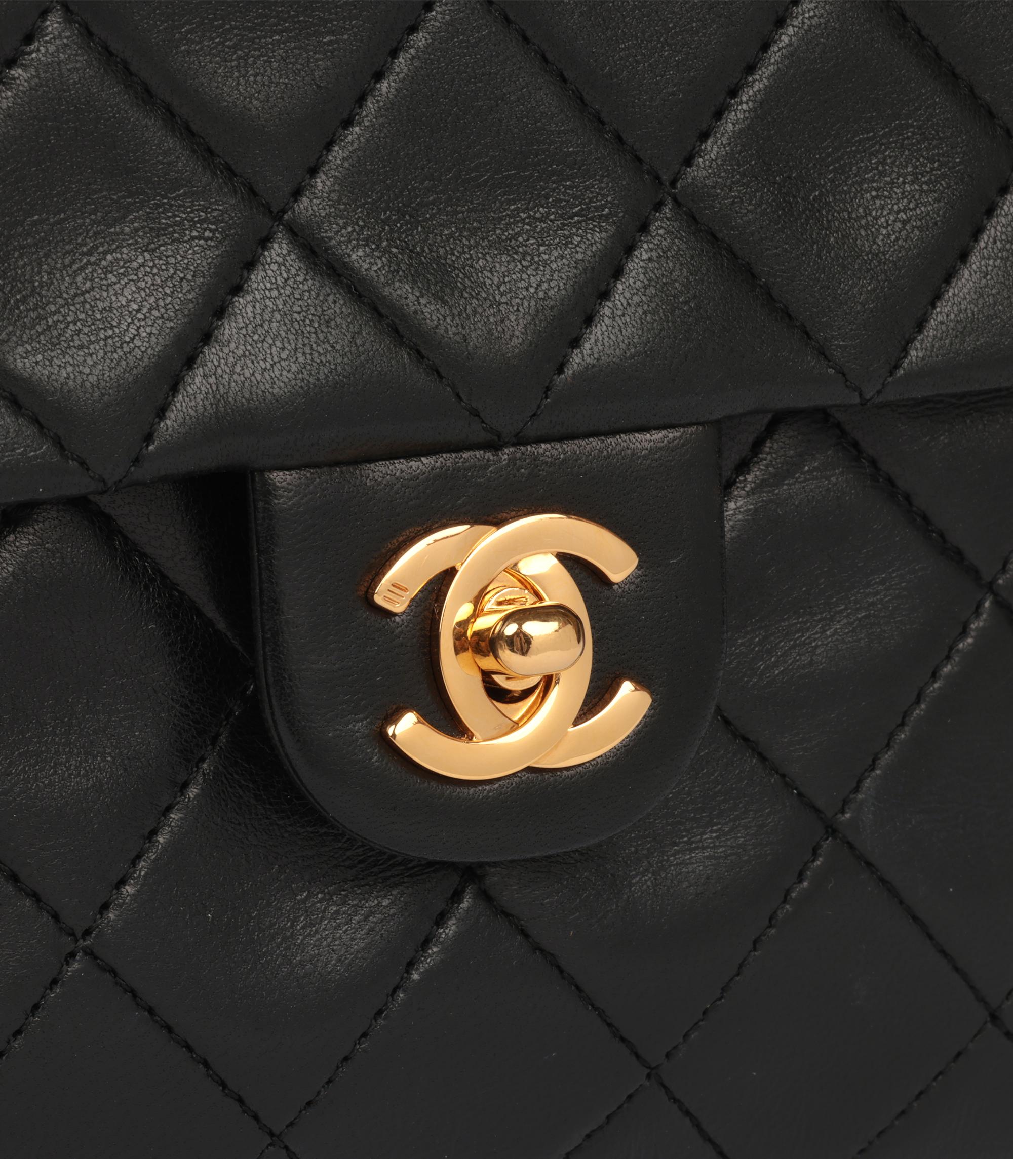Chanel Black Quilted Lambskin Vintage Square Mini Flap Bag In Excellent Condition In Bishop's Stortford, Hertfordshire