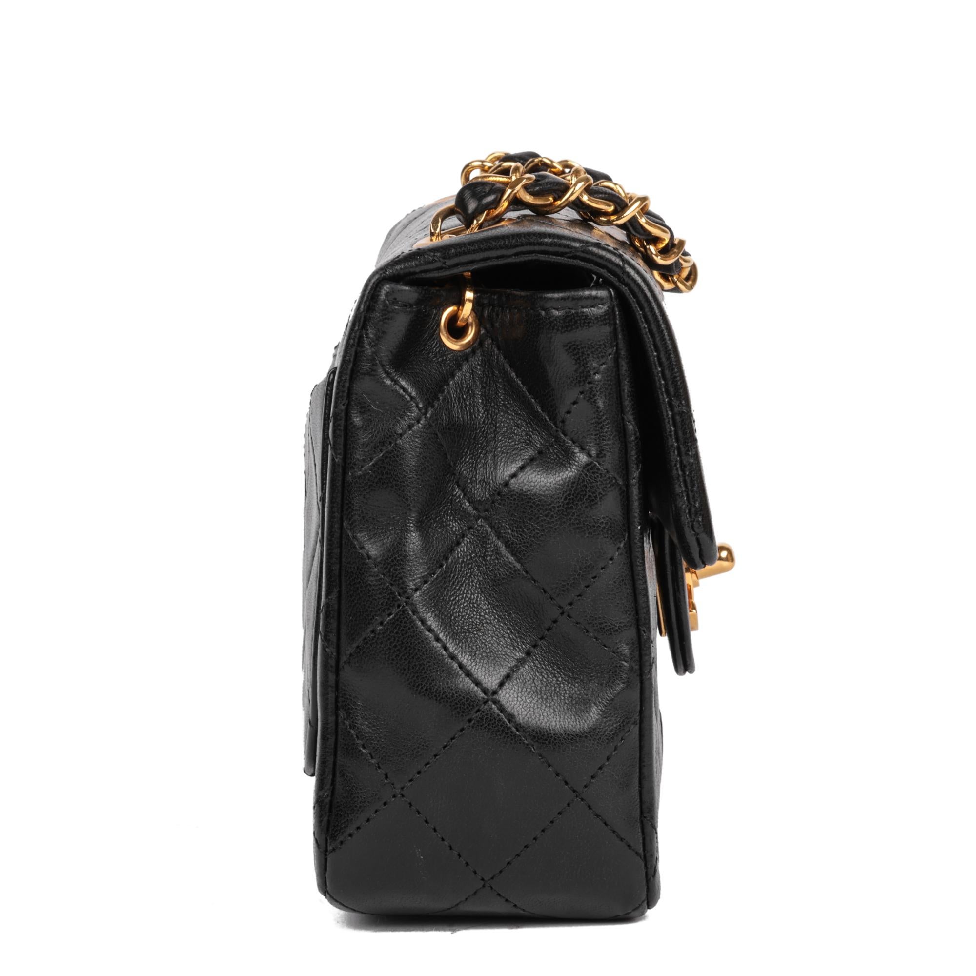 CHANEL Black Quilted Lambskin Vintage Square Mini Flap Bag In Excellent Condition For Sale In Bishop's Stortford, Hertfordshire