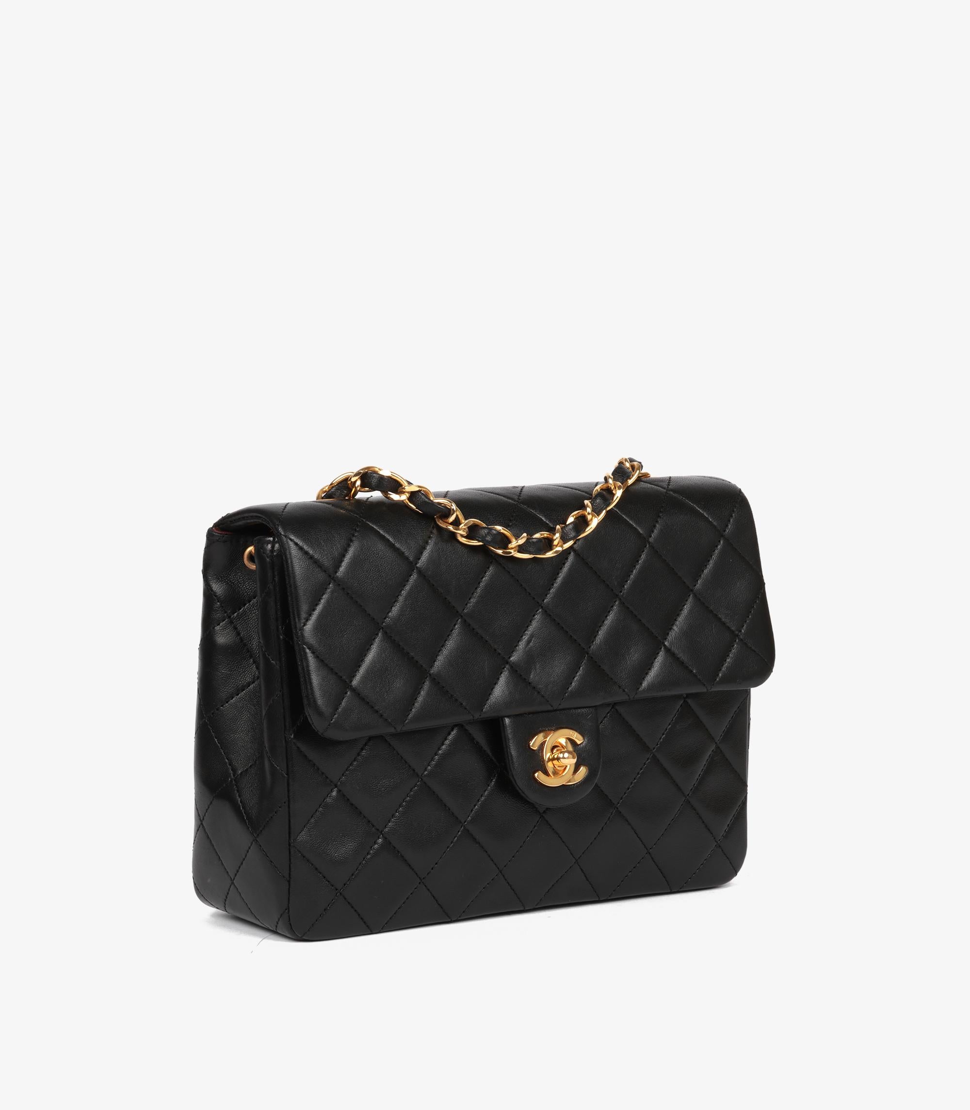 Chanel Black Quilted Lambskin Vintage Square Mini Flap Bag In Excellent Condition For Sale In Bishop's Stortford, Hertfordshire
