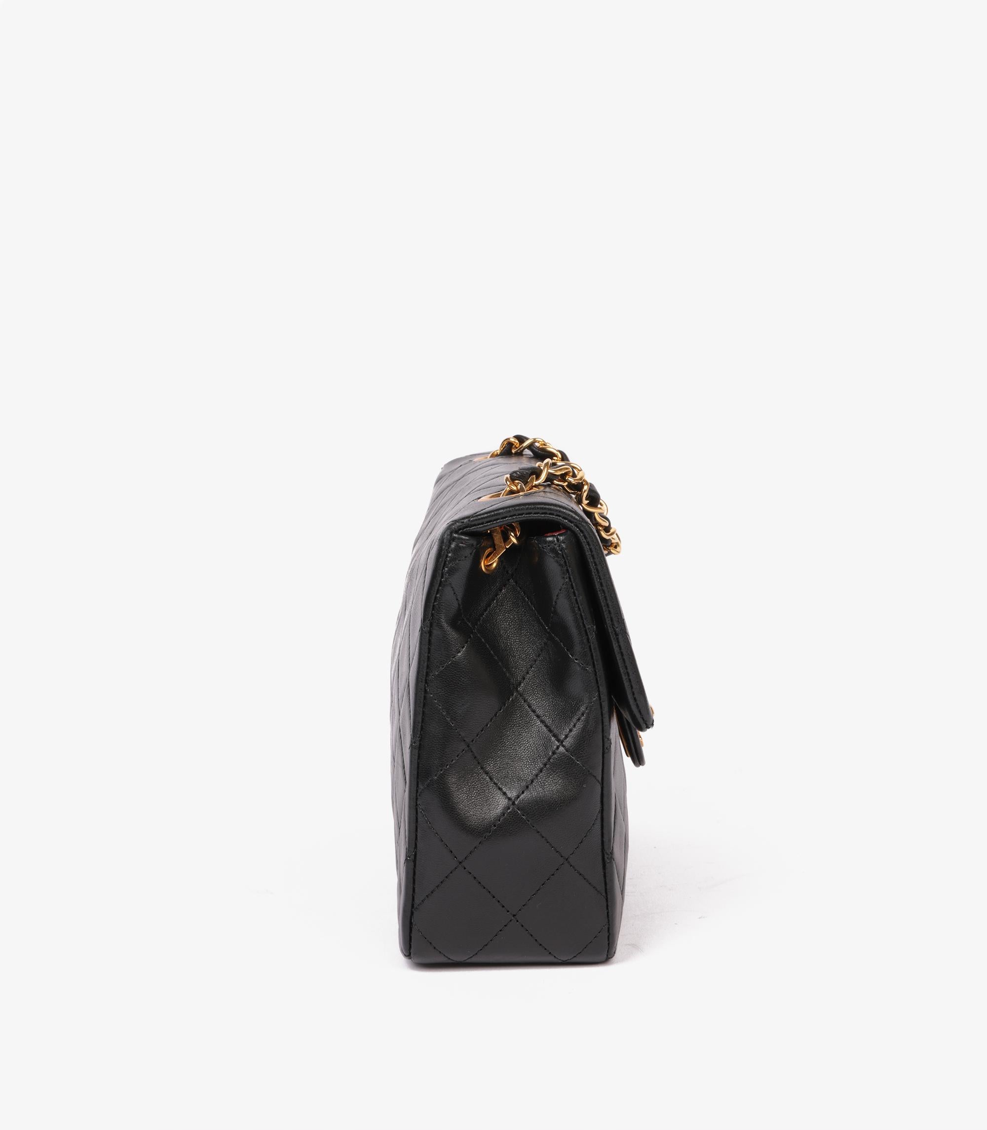 Femenino o masculino Chanel Mini Bolso Solapa Cuadrado Vintage Piel de Cordero Acolchada Negro