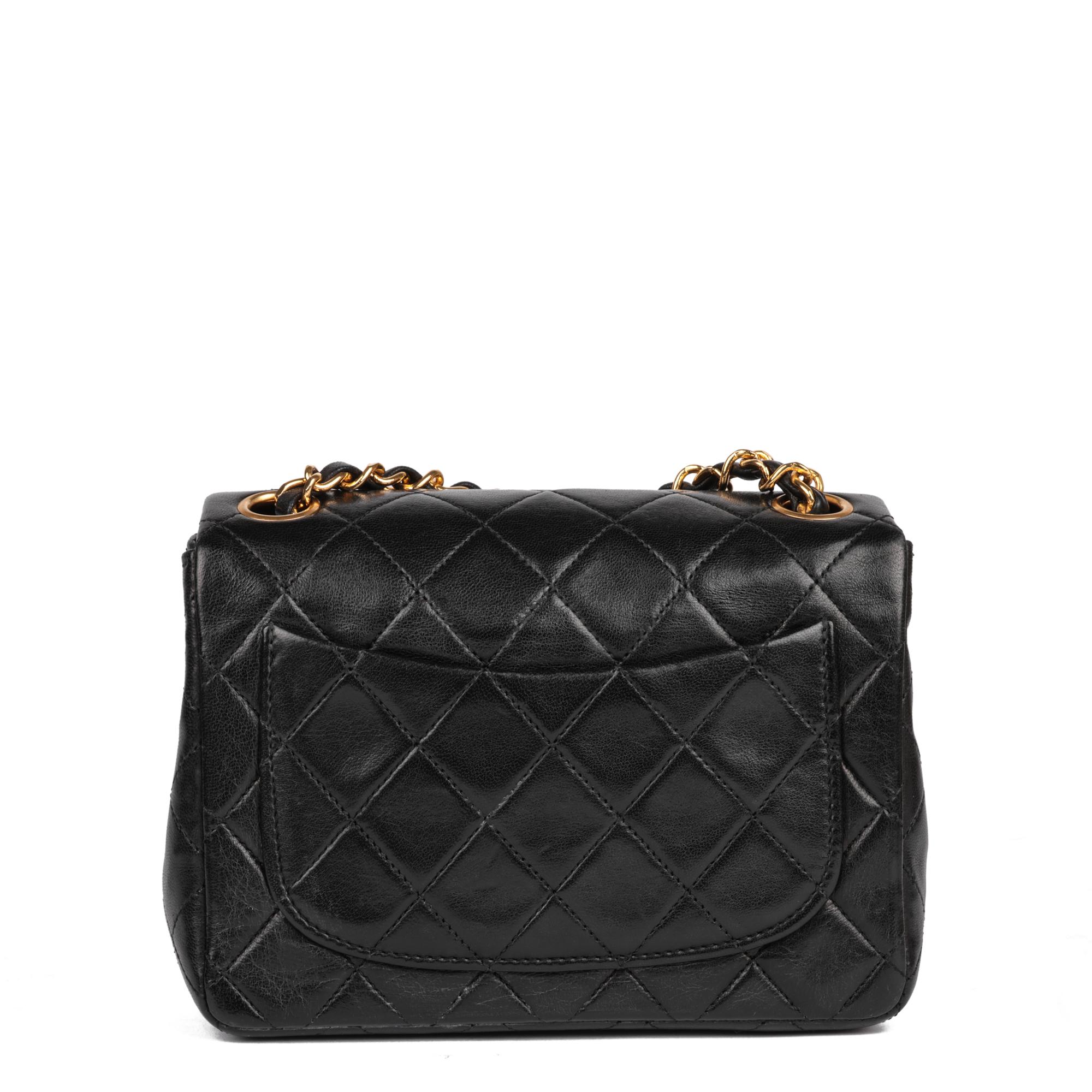 CHANEL Black Quilted Lambskin Vintage Square Mini Flap Bag For Sale 1