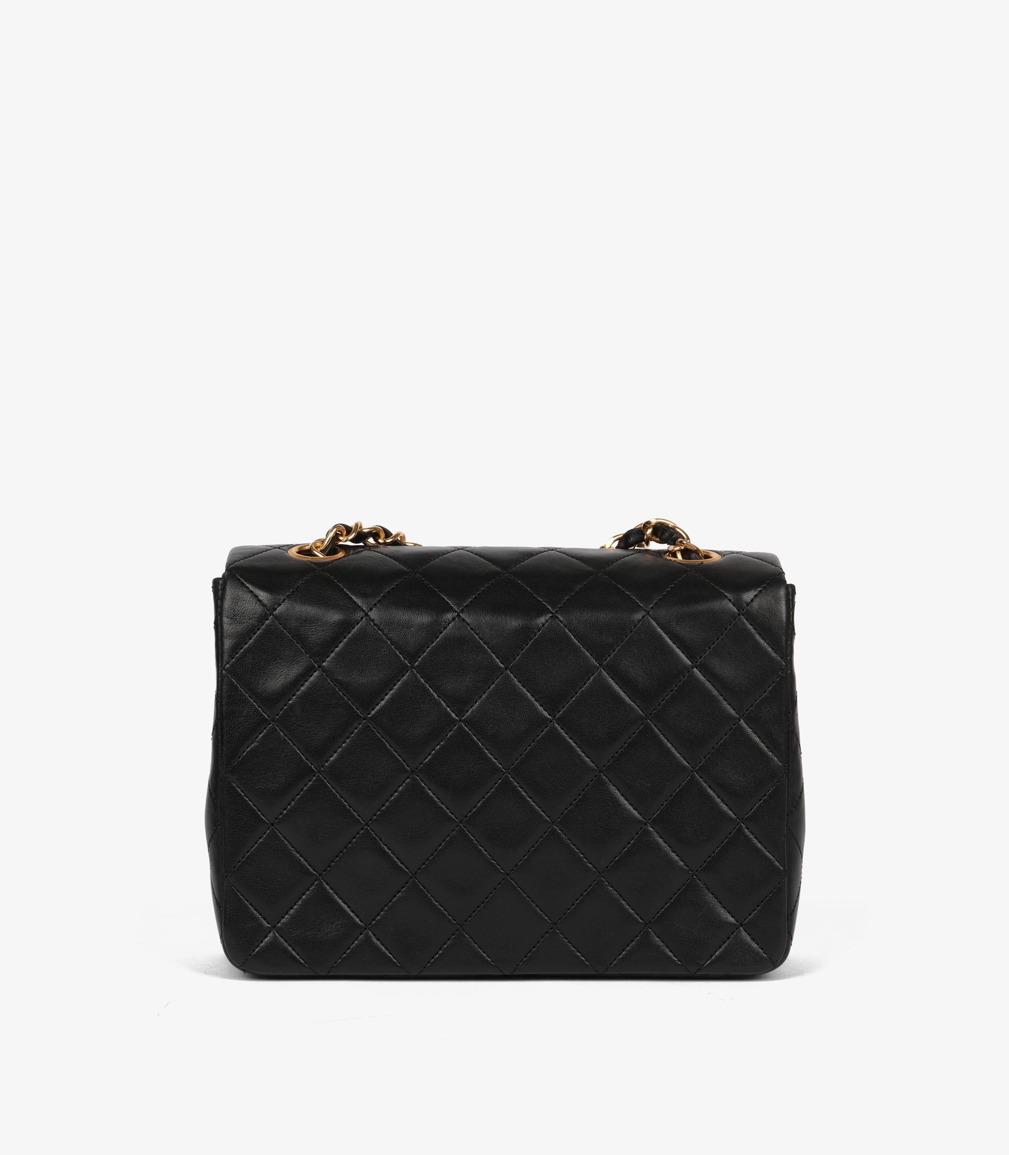 Chanel Black Quilted Lambskin Vintage Square Mini Flap Bag For Sale 1