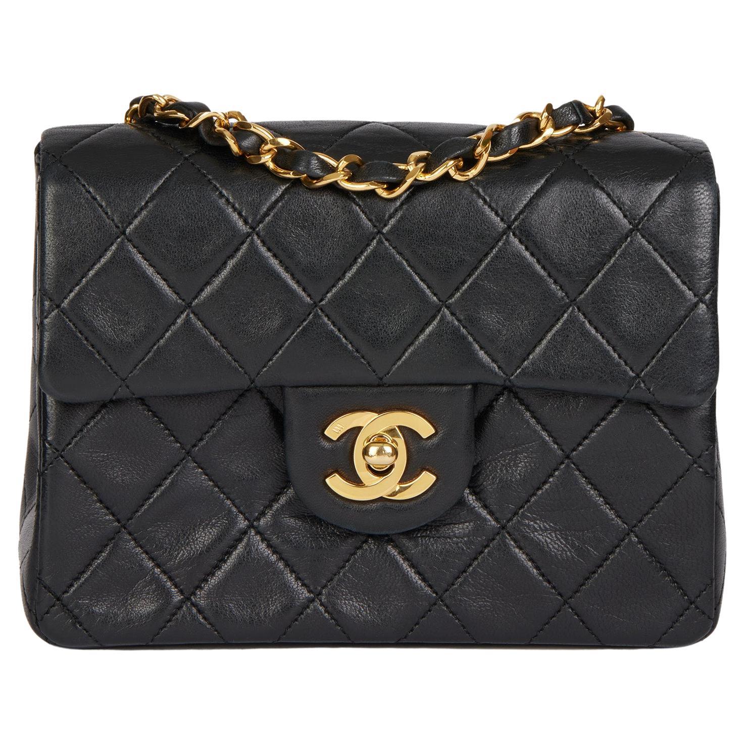 Chanel Square Classic Single Flap Bag Quilted Lambskin Mini at 1stDibs