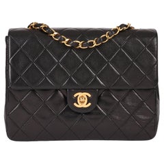 CHANEL Black Quilted Lambskin Vintage Square Mini Flap Bag 