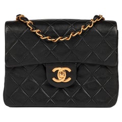 CHANEL Black Quilted Lambskin Vintage Square Mini Flap Bag