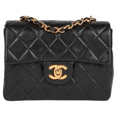 CHANEL Black Quilted Lambskin Retro Square Mini Flap Bag