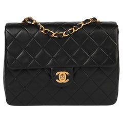 Chanel Black Quilted Lambskin Used Square Mini Flap Bag