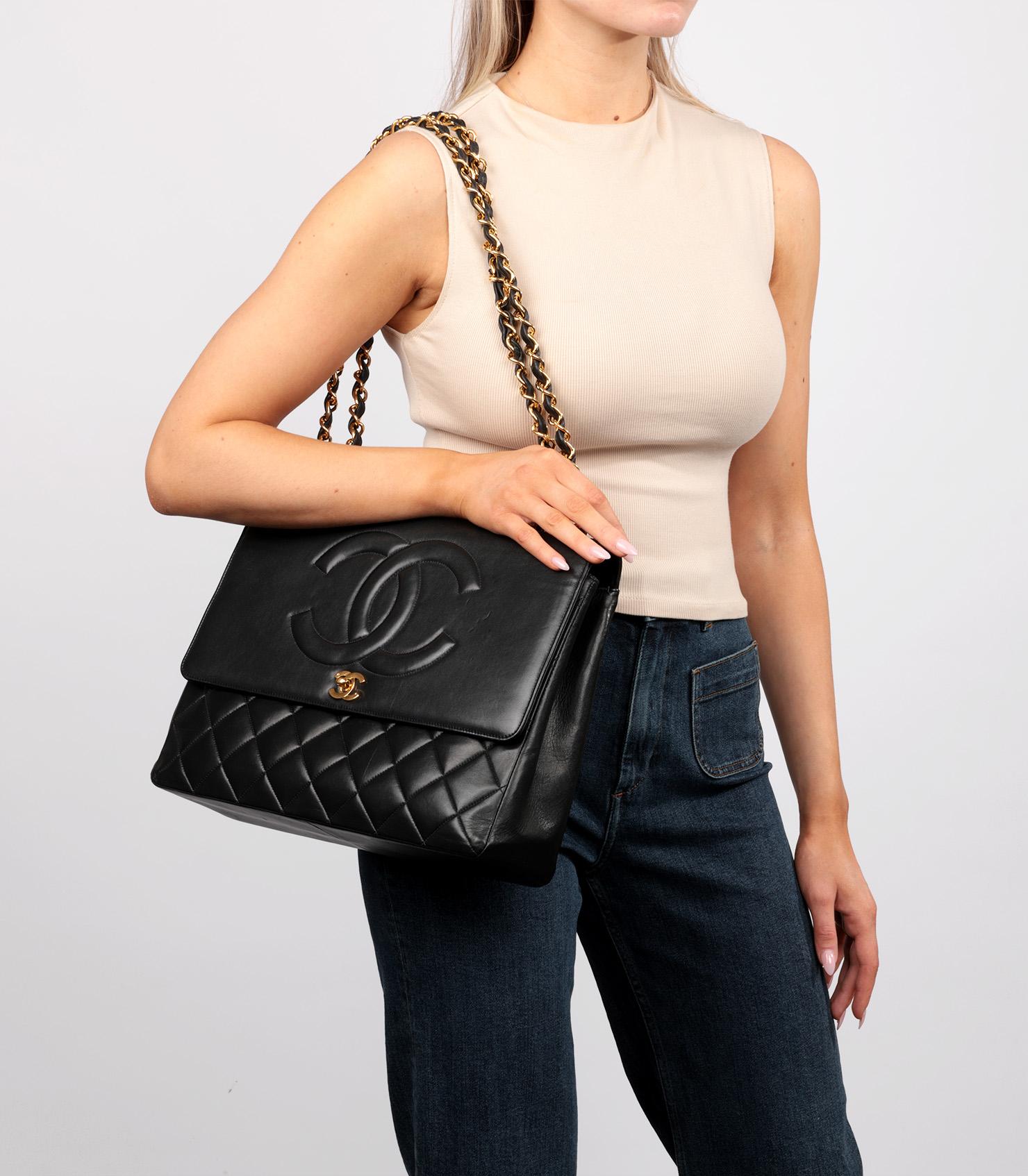 Chanel Black Quilted Lambskin Vintage Timeless Maxi Jumbo Classic Single Flap Bag

Brand- Chanel
Model- Timeless Maxi Jumbo Classic Single Flap Bag
Product Type- Crossbody, Shoulder
Serial Number- 24*****
Age- Circa 1991
Accompanied By- Care