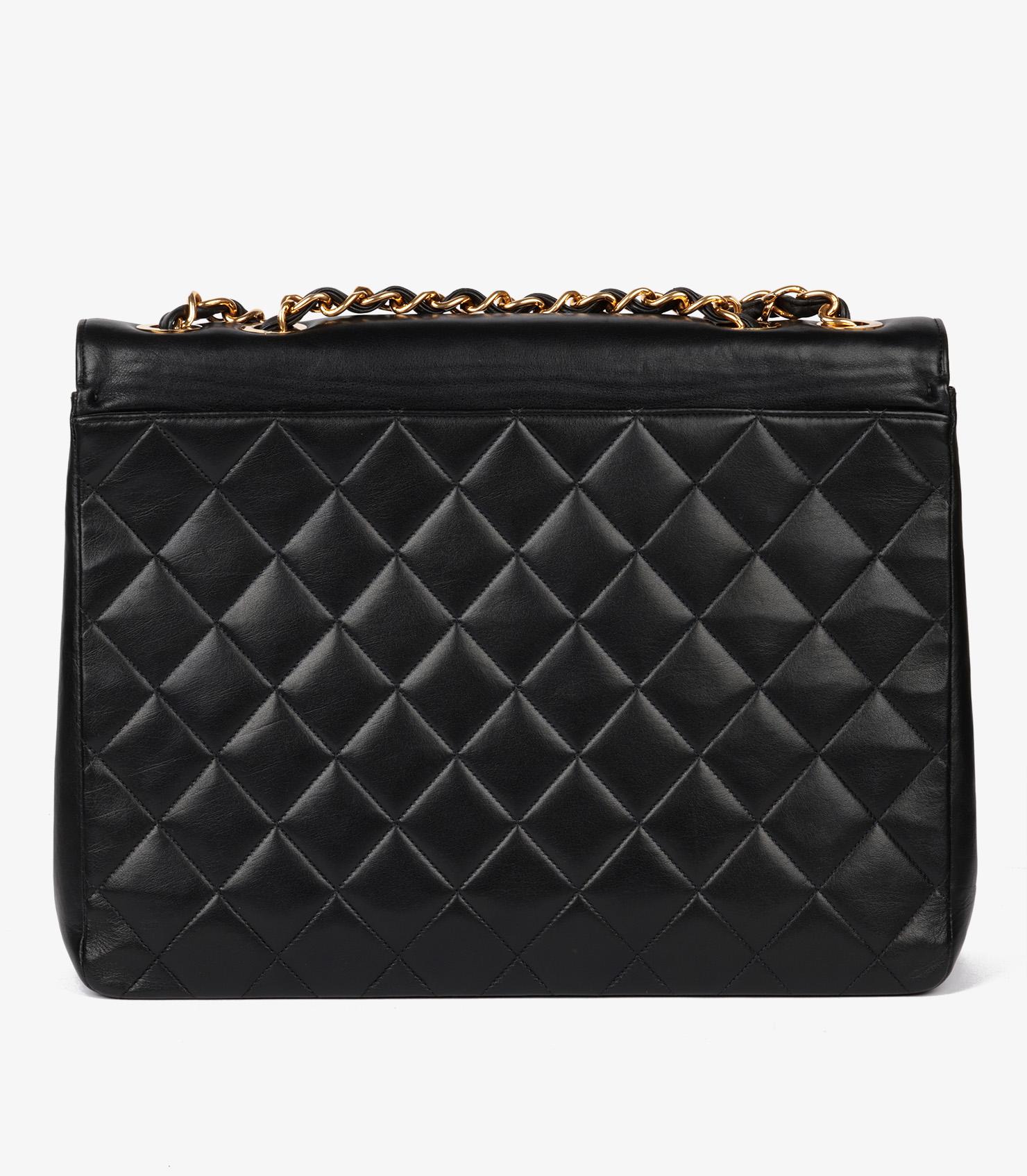 Chanel Black Quilted Lambskin Vintage Timeless Maxi Jumbo Classic Flap Bag For Sale 2