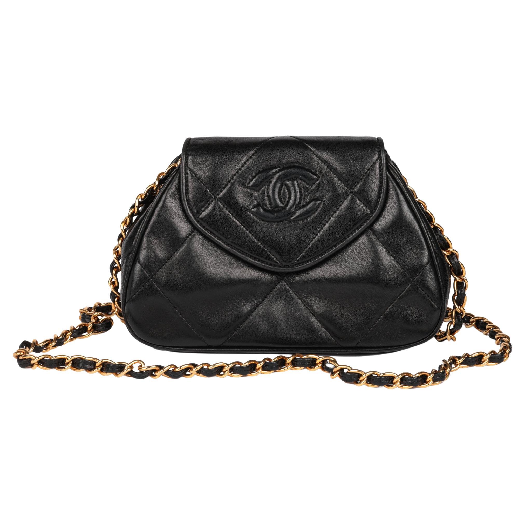 CHANEL Black Quilted Lambskin Vintage Timeless Mini Pochette
