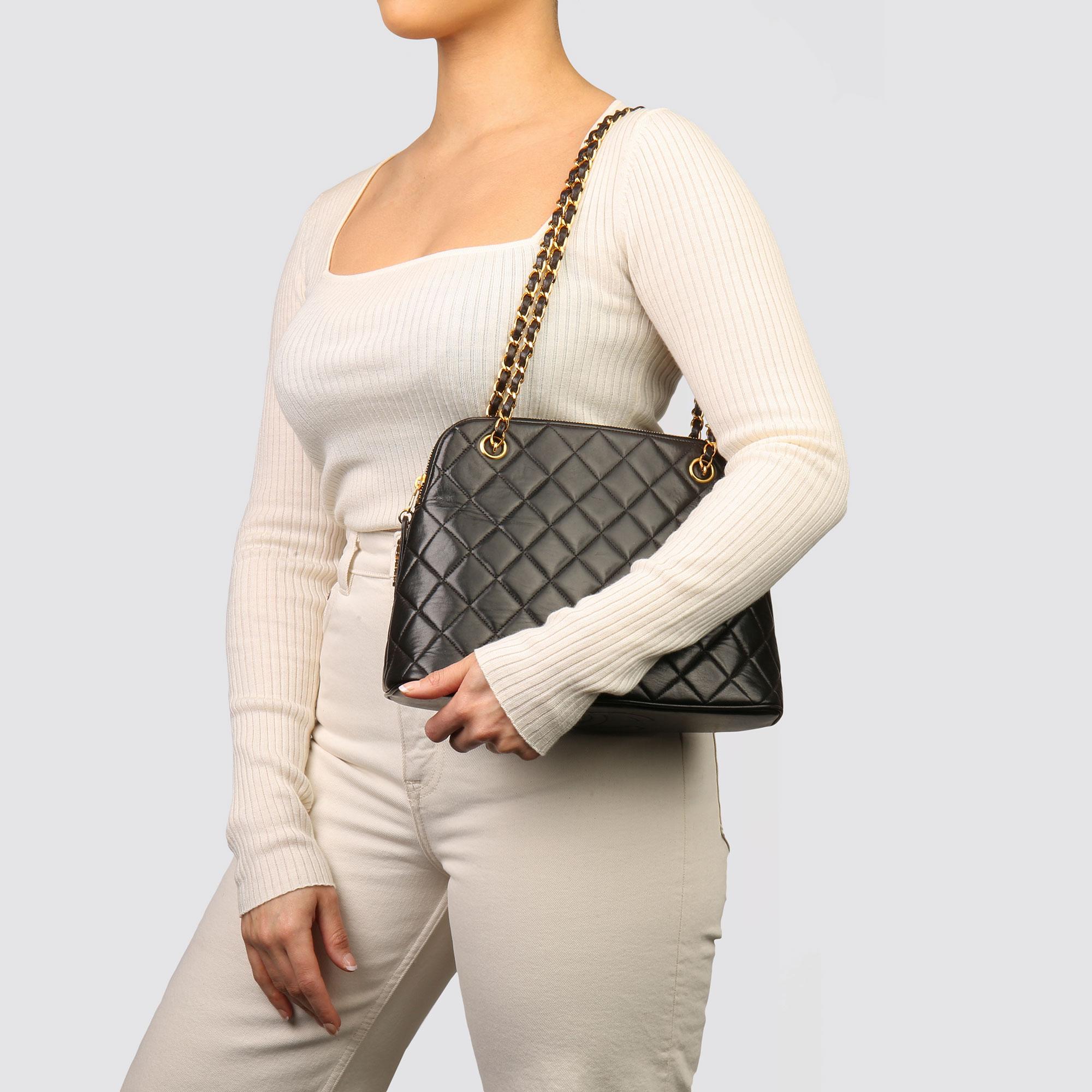 Chanel Black Quilted Lambskin Vintage Timeless Shoulder Bag  6