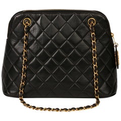 Chanel Black Quilted Lambskin Vintage Timeless Shoulder Bag 