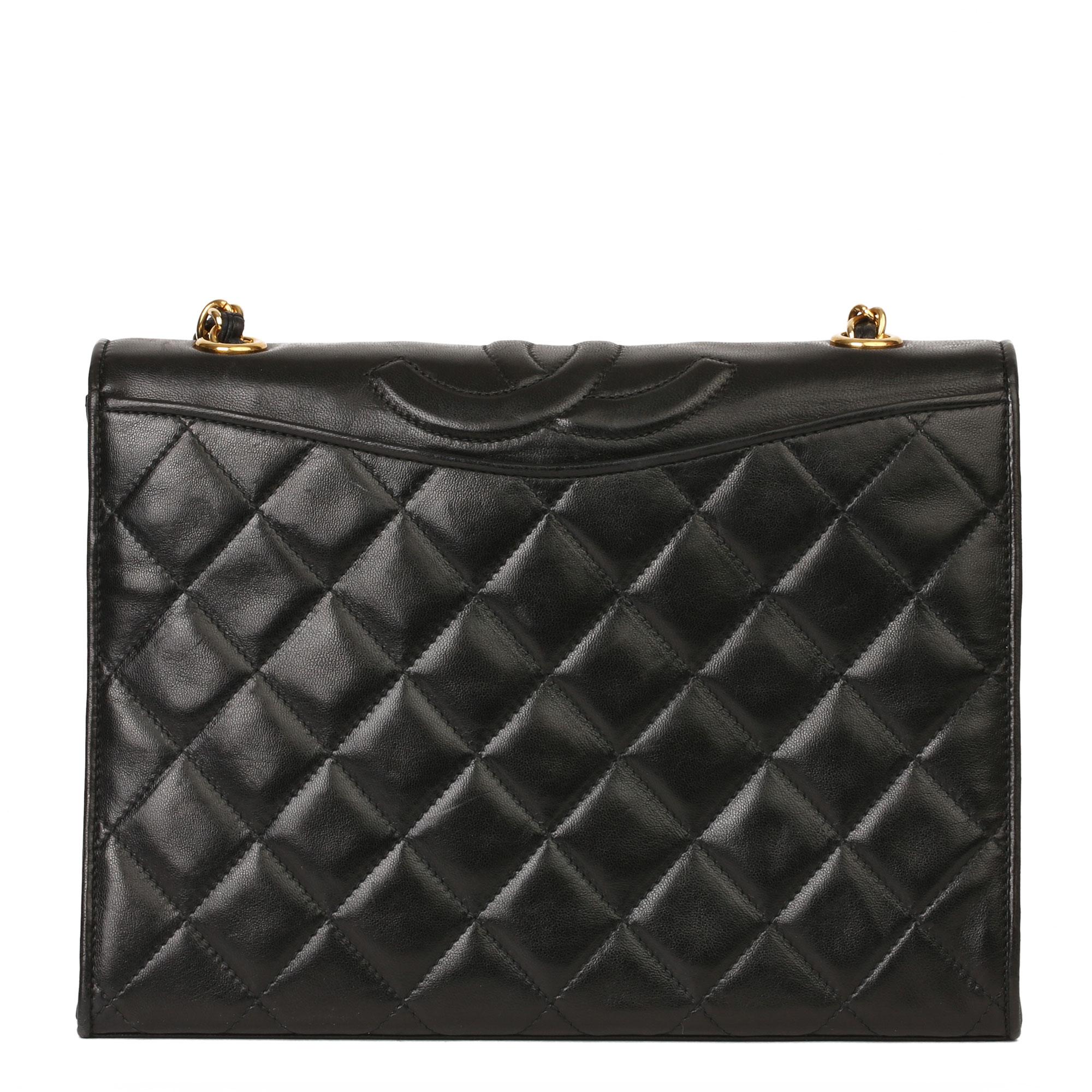 Women's Chanel Black Quilted Lambskin Vintage Timeless Single Flap Bag 