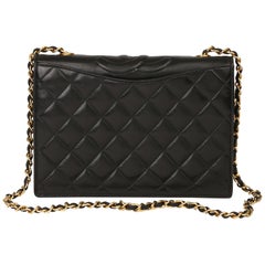 Chanel Black Quilted Lambskin Vintage Timeless Single Flap Bag 