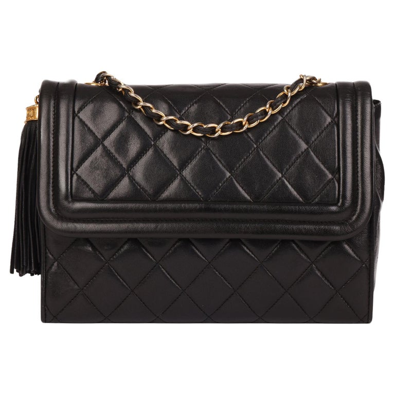 Chanel Black Quilted Lambskin Vintage Timeless Single Flap Bag at 1stDibs