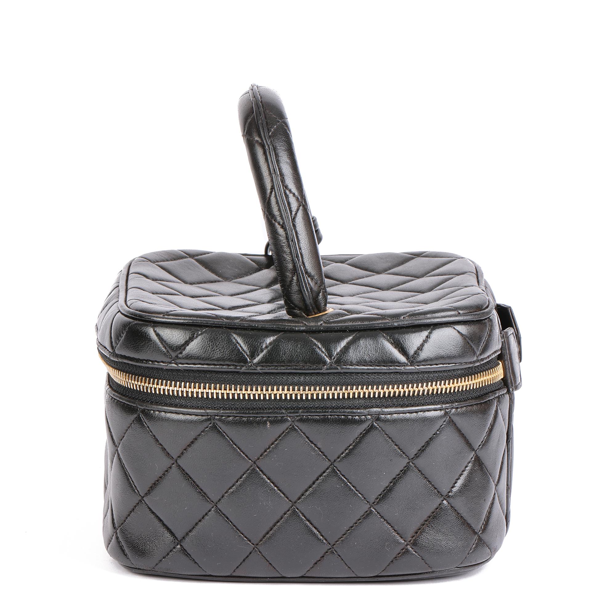 Women's CHANEL Black Quilted Lambskin Vintage Timeless Train Case