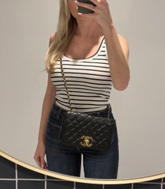 Chanel Black Quilted Lambskin Vintage XL Mini Full Flap Bag