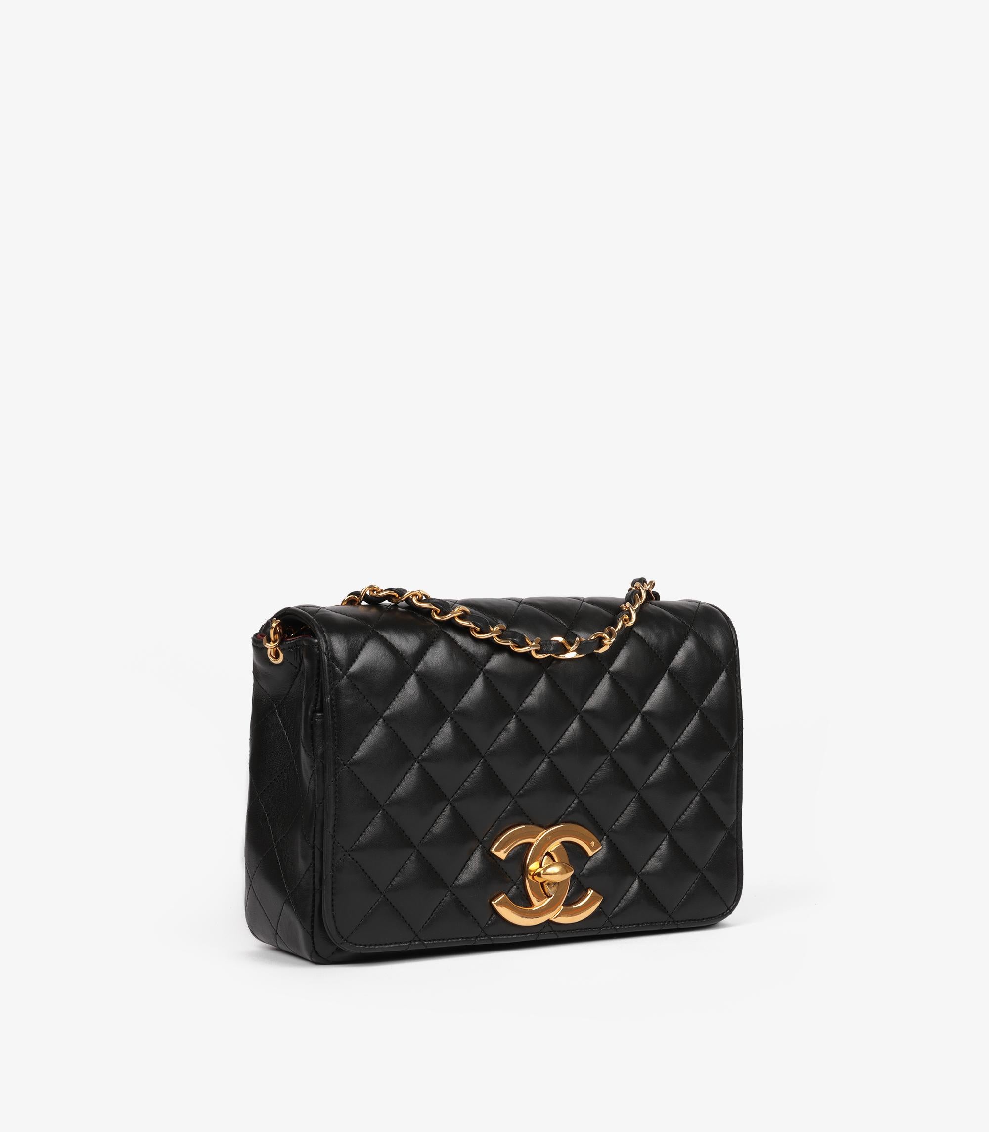Chanel Schwarzes gestepptes Lammfell Vintage XL Mini Full Flap Bag im Zustand „Hervorragend“ im Angebot in Bishop's Stortford, Hertfordshire