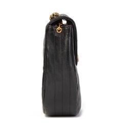 Chanel Black Quilted Lambskin Vintage XL Round Classic Single Flap Bag