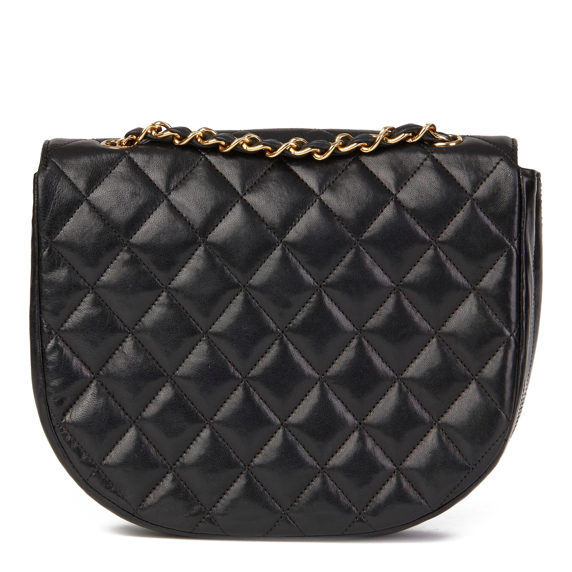 Women's Chanel Black Quilted Lambskin Vintage XL Round Classic Single Flap Bag