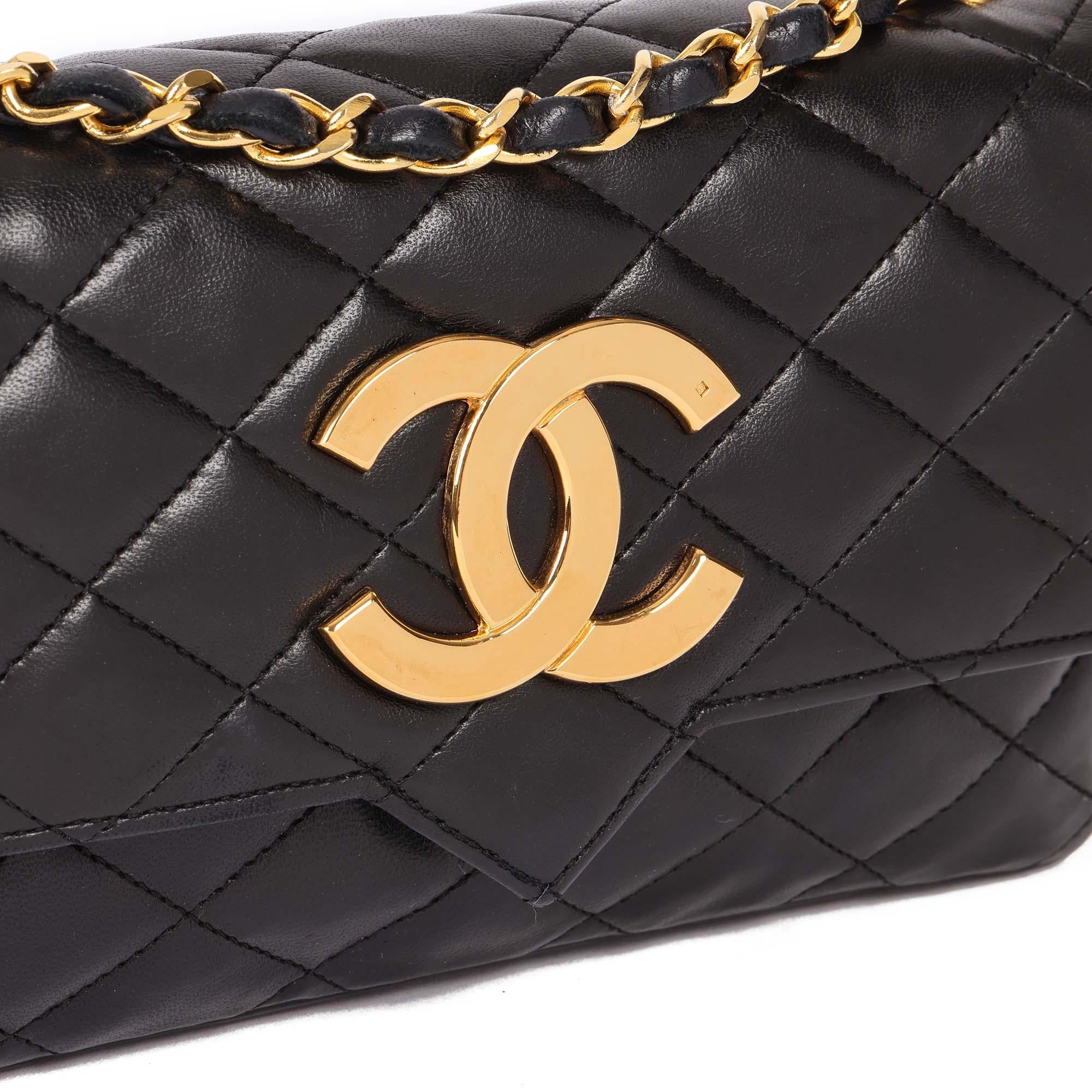CHANEL Black Quilted Lambskin Vintage XL Small Classic Single Flap Bag 3