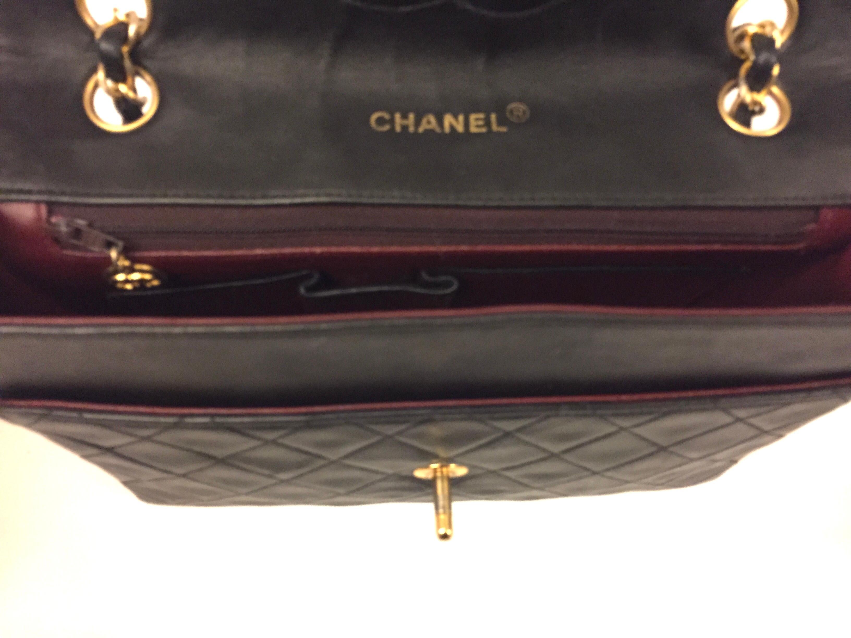 black chanel bag with red interior