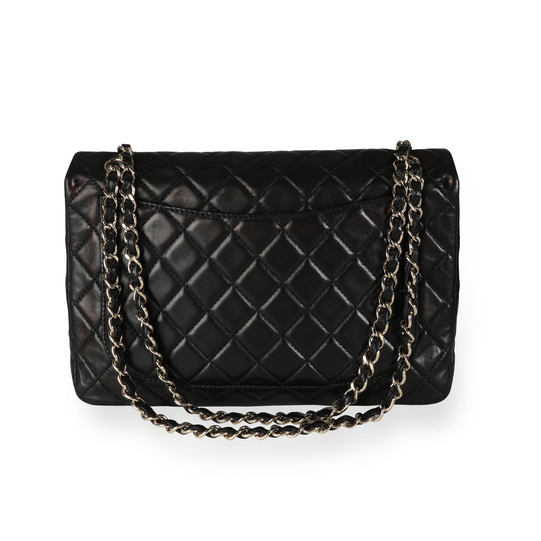 Chanel Black Quilted Lambskin XL Jumbo Single Flap Bag 1