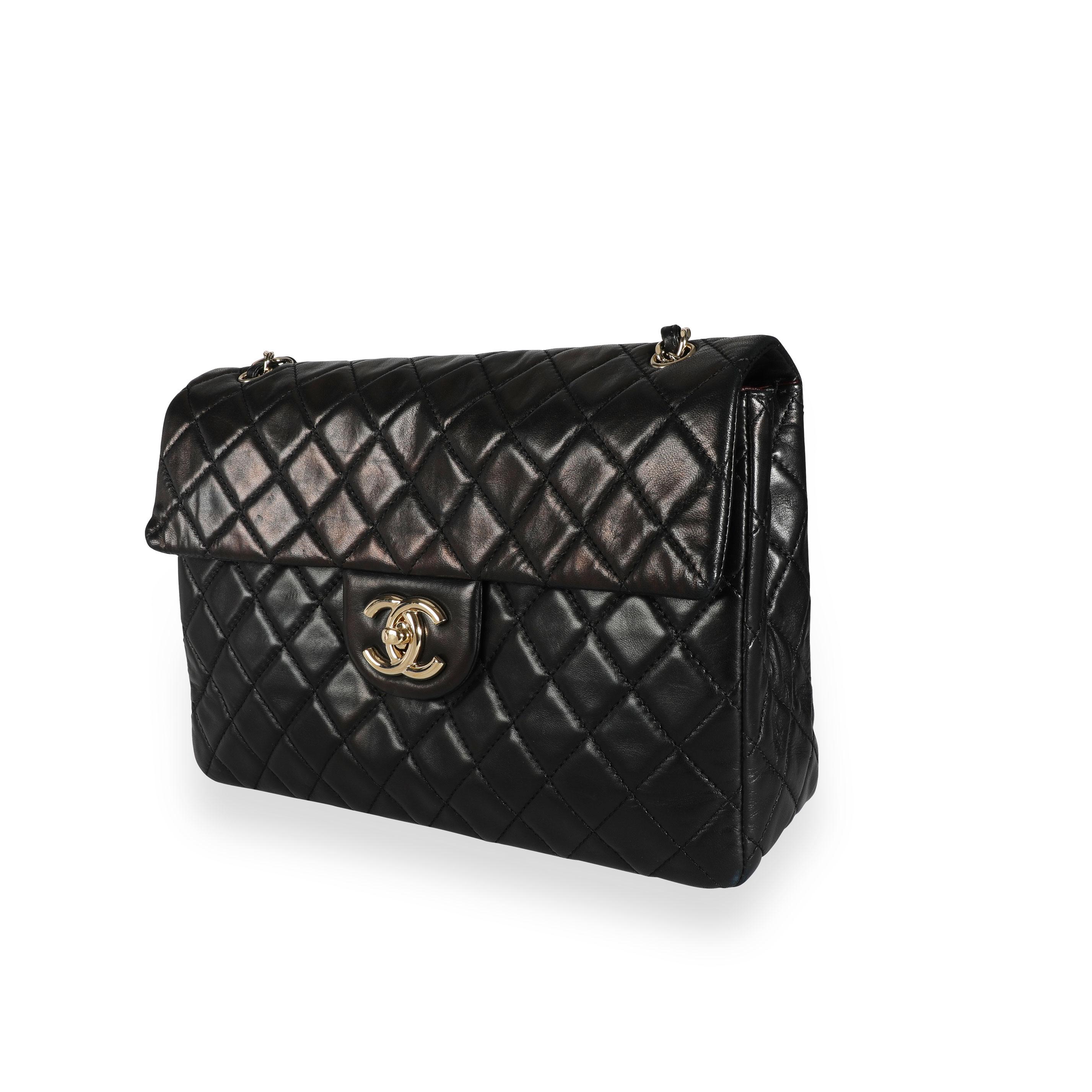 Chanel Black Quilted Lambskin XL Jumbo Single Flap Bag 3