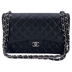 Chanel Black Quilted Large Timeless Classic 2.55 Double Flap Bag