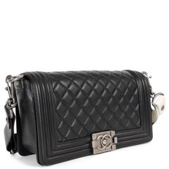 CHANEL black quilted leather 12A BOMBAY BOY MEDIUM Shoulder Bag